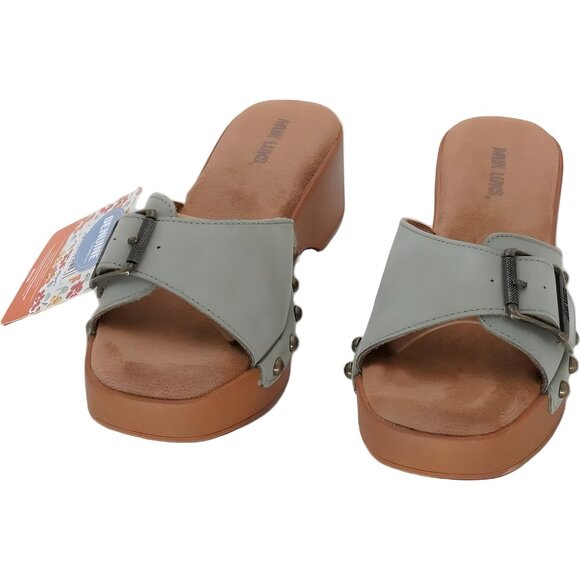 Muk Luks Cora Platform Slide Sandals Sage Nubuck Buckle Women US 7 - Picture 5 of 6